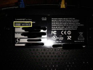 Router Underside - Model Number Highlighted